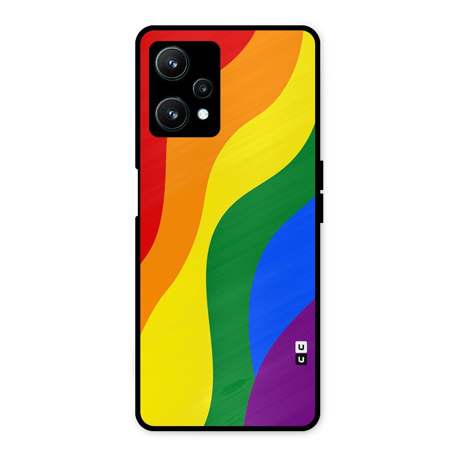 Rainbow Slant Curves Metal Back Case for Realme 9 Pro 5G