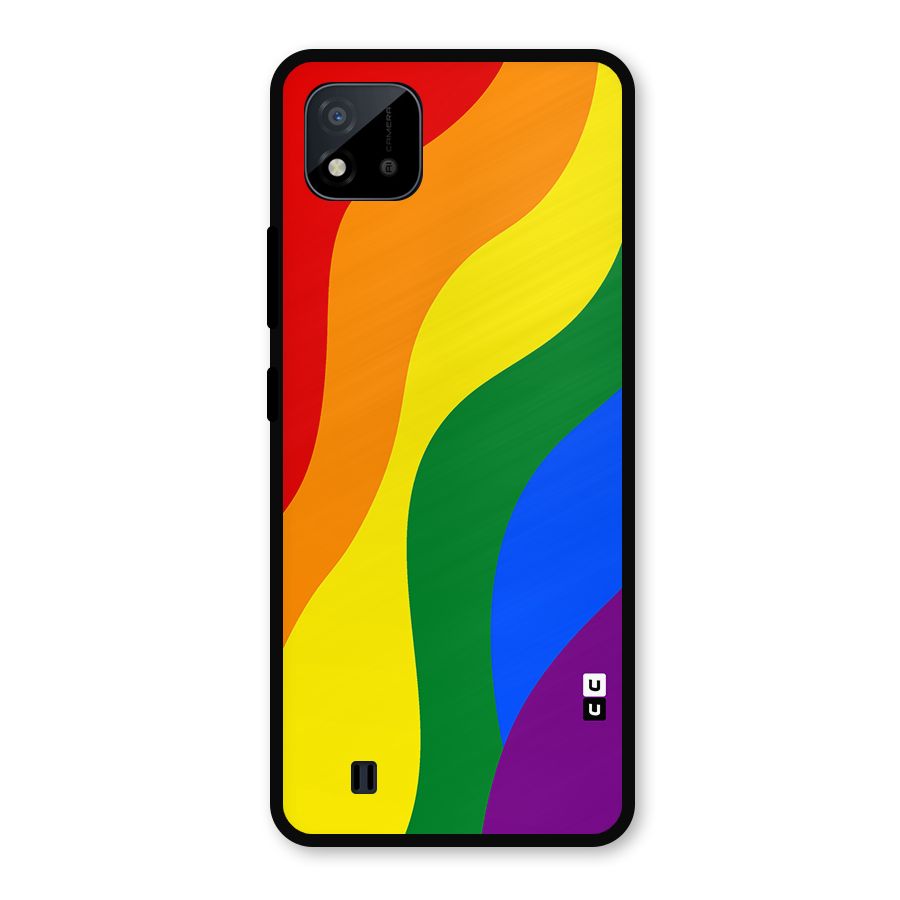 Rainbow Slant Curves Metal Back Case for Realme C11 2021