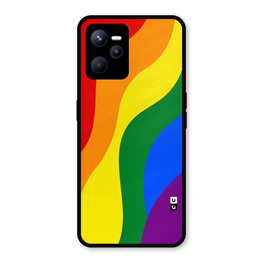 Rainbow Slant Curves Metal Back Case for Realme C35