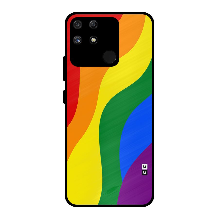 Rainbow Slant Curves Metal Back Case for Realme Narzo 50A