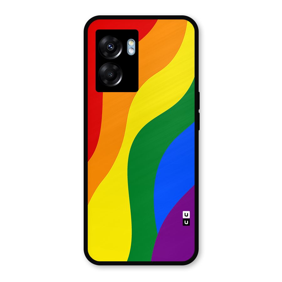 Rainbow Slant Curves Metal Back Case for Realme Narzo 50 5G