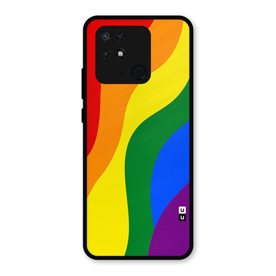 Rainbow Slant Curves Metal Back Case for Redmi 10