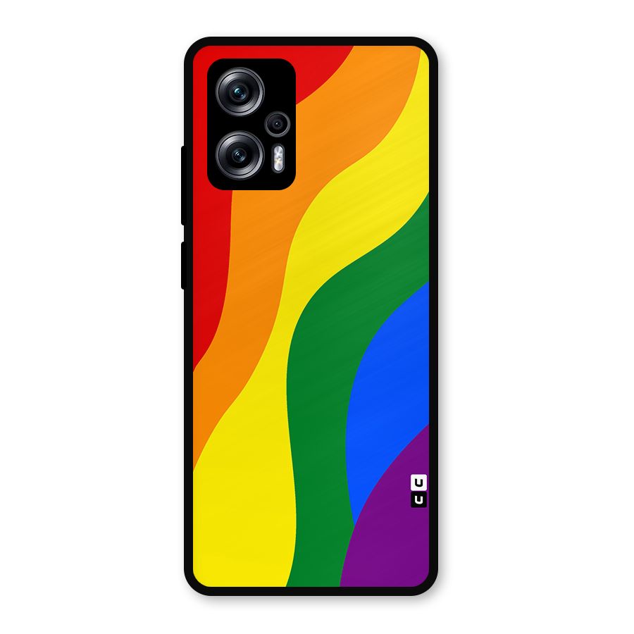 Rainbow Slant Curves Metal Back Case for Redmi K50i