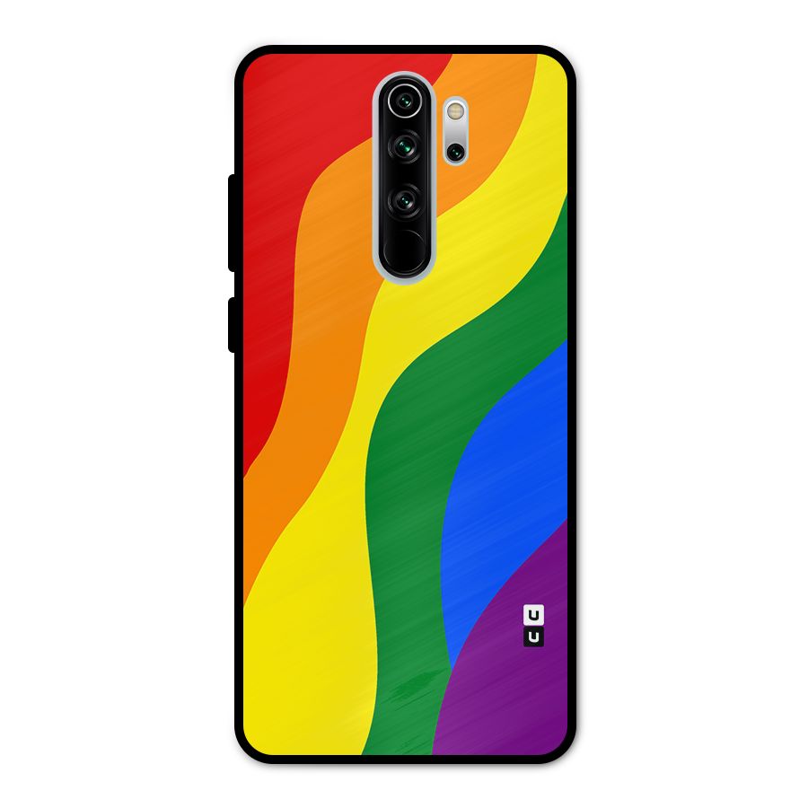 Rainbow Slant Curves Metal Back Case for Redmi Note 8 Pro
