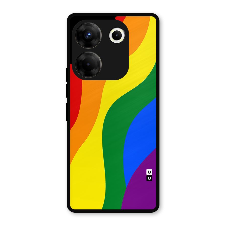 Rainbow Slant Curves Metal Back Case for Tecno Camon 20