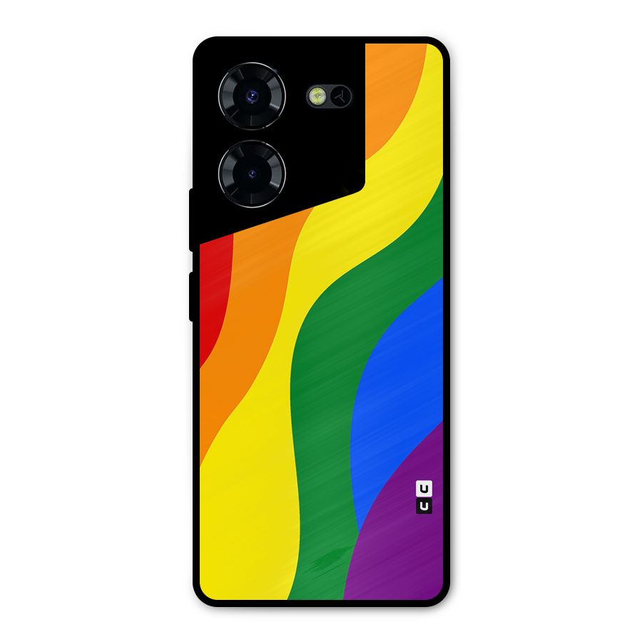 Rainbow Slant Curves Metal Back Case for Tecno Pova 5 Pro 5G