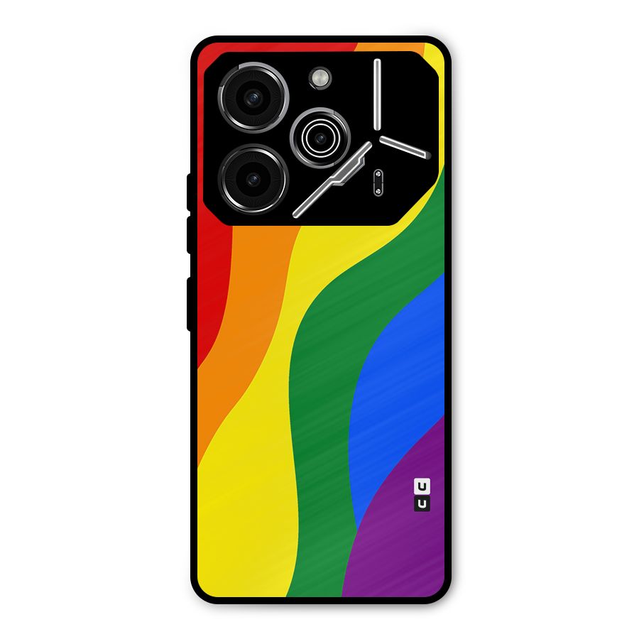 Rainbow Slant Curves Metal Back Case for Tecno Pova 6 Pro