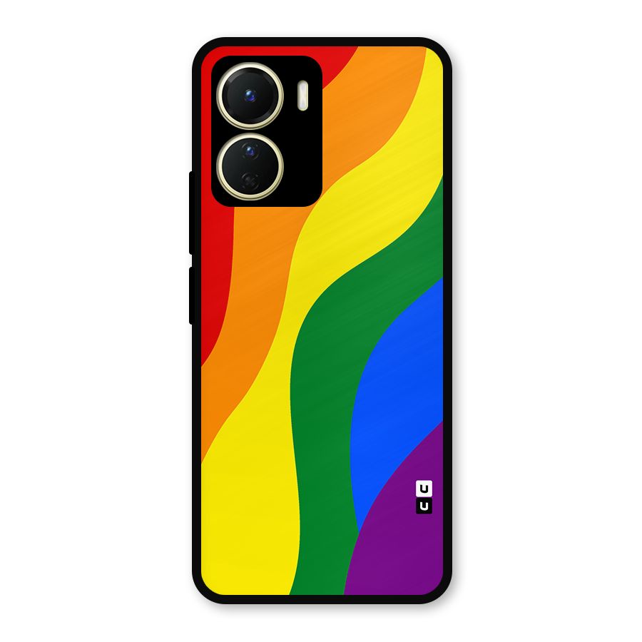 Rainbow Slant Curves Metal Back Case for Vivo T2x