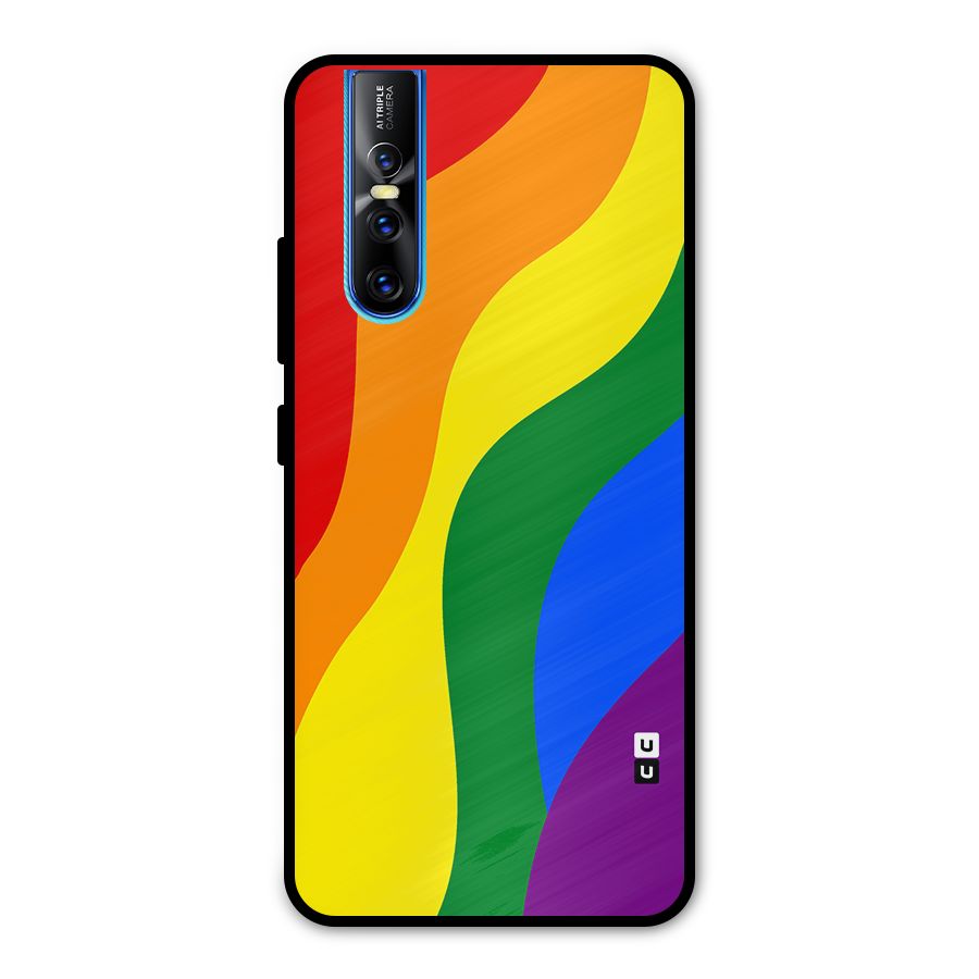 Rainbow Slant Curves Metal Back Case for Vivo V15 Pro