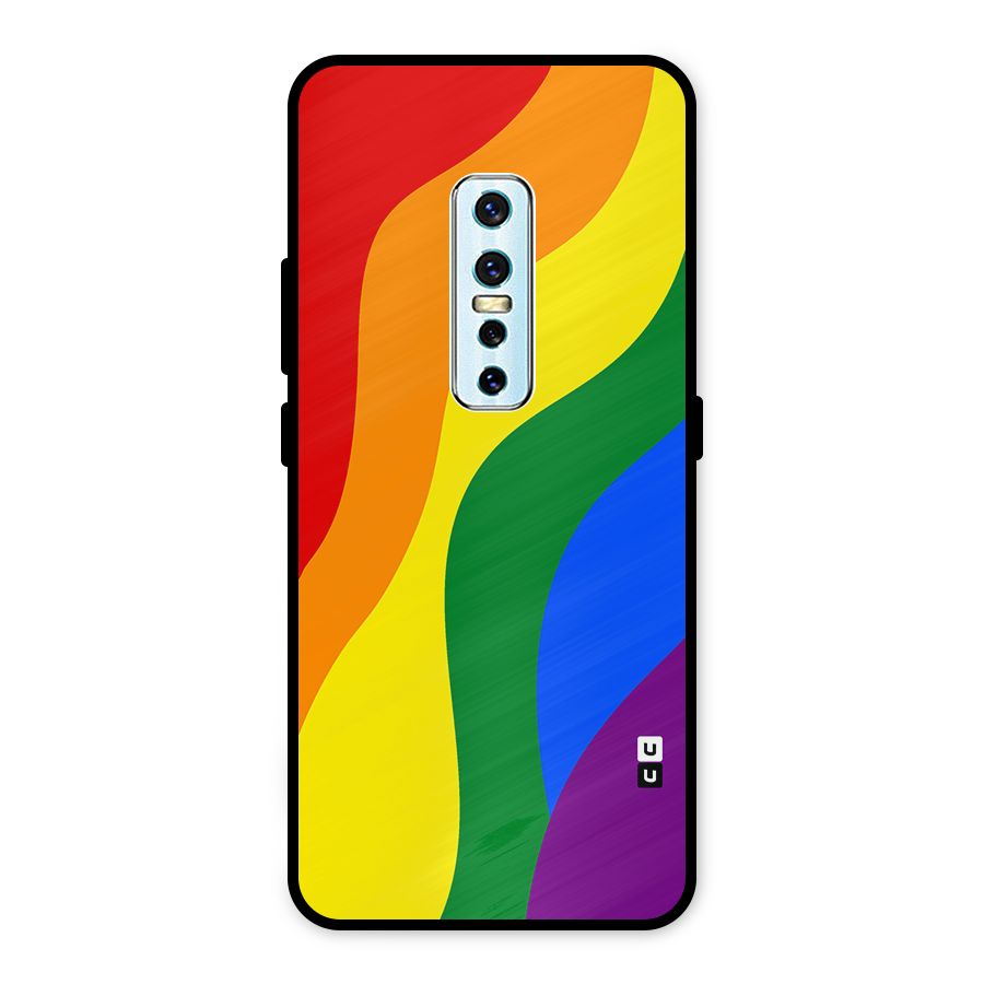Rainbow Slant Curves Metal Back Case for Vivo V17 Pro