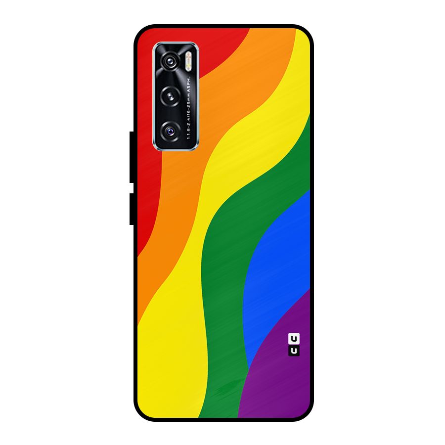 Rainbow Slant Curves Metal Back Case for Vivo V20 SE