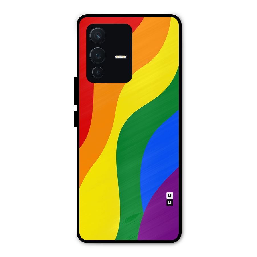 Rainbow Slant Curves Metal Back Case for Vivo V23 Pro