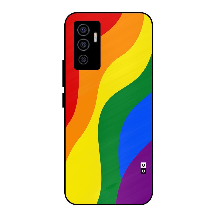 Rainbow Slant Curves Metal Back Case for Vivo V23e