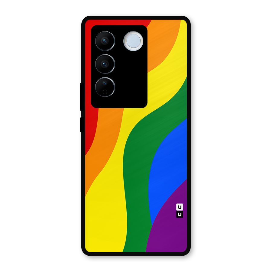 Rainbow Slant Curves Metal Back Case for Vivo V27