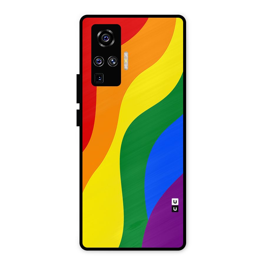 Rainbow Slant Curves Metal Back Case for Vivo X50 Pro