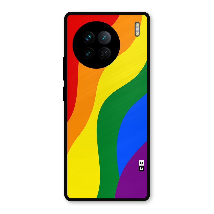 Rainbow Slant Curves Metal Back Case for Vivo X90
