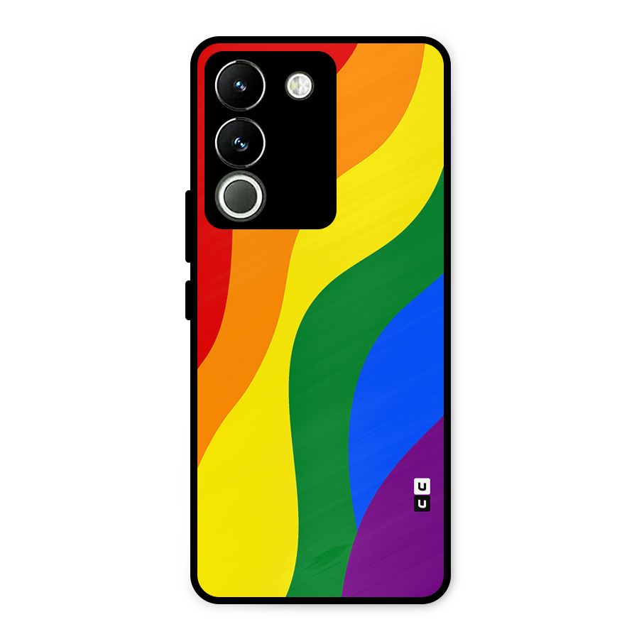 Rainbow Slant Curves Metal Back Case for Vivo Y200