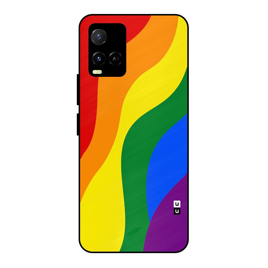 Rainbow Slant Curves Metal Back Case for Vivo Y21A