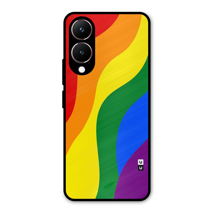 Rainbow Slant Curves Metal Back Case for Vivo Y28