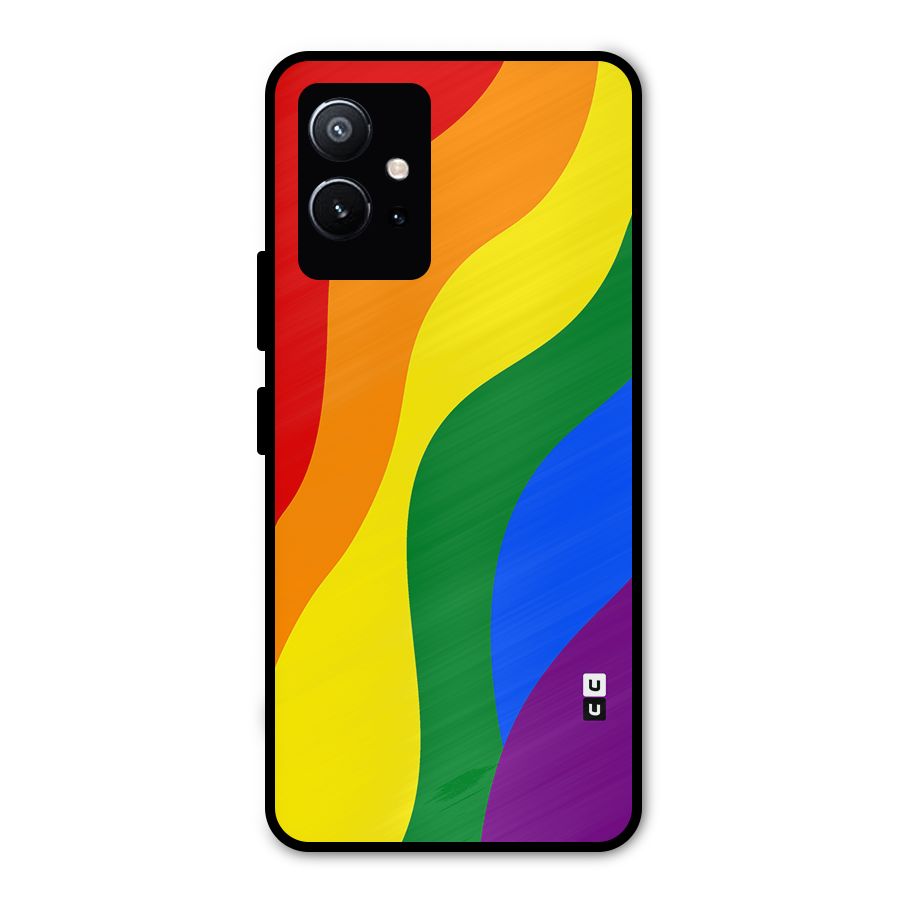 Rainbow Slant Curves Metal Back Case for Vivo Y75 5G