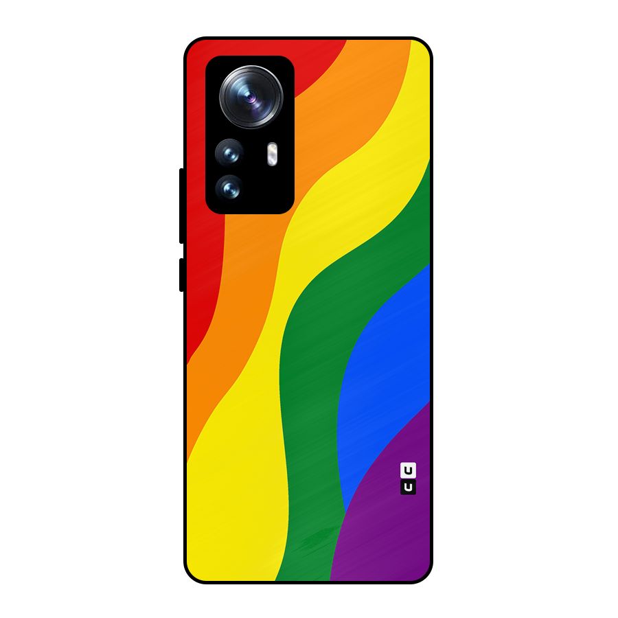 Rainbow Slant Curves Metal Back Case for Xiaomi 12 Pro