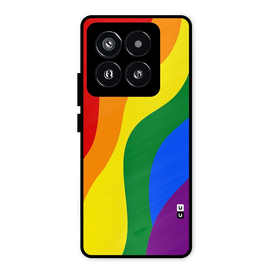 Rainbow Slant Curves Metal Back Case for Xiaomi 14 Pro