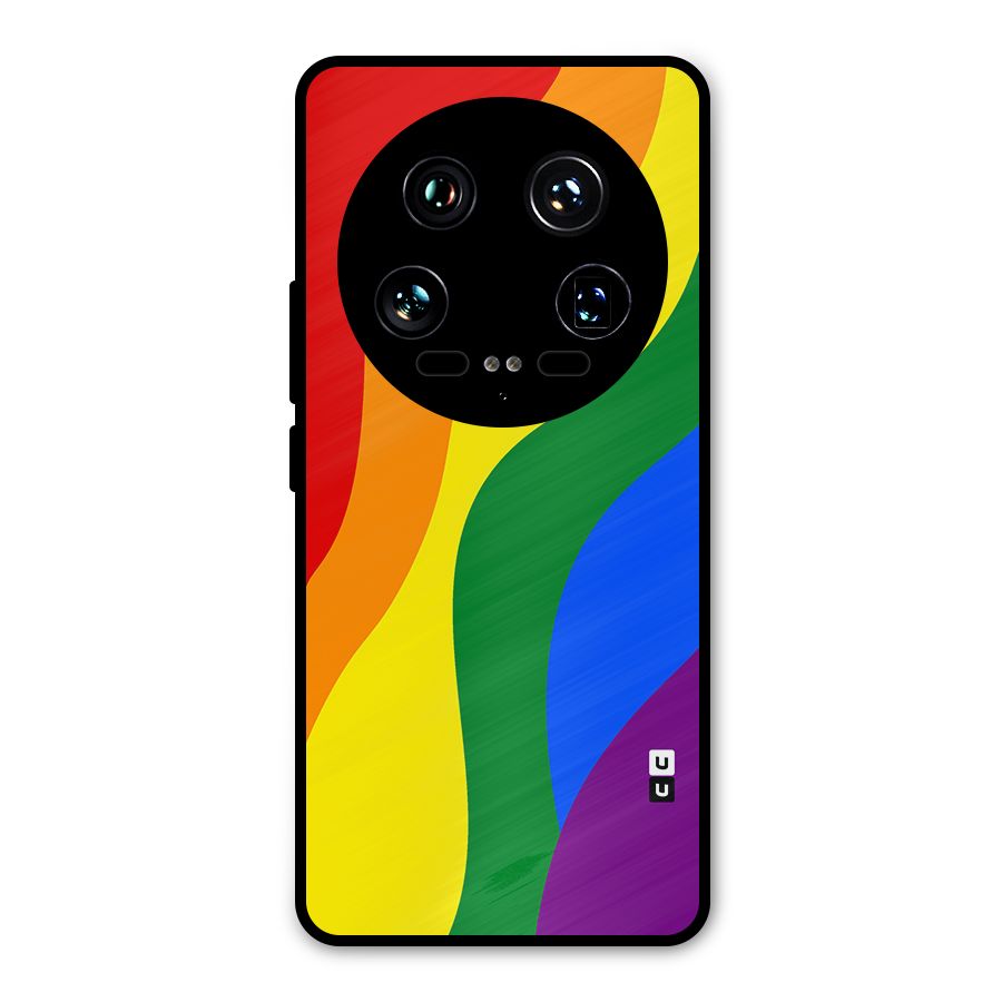Rainbow Slant Curves Metal Back Case for Xiaomi 14 Ultra