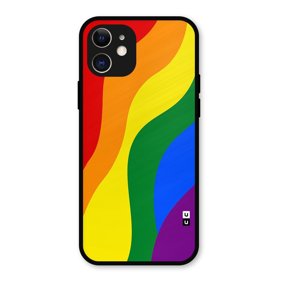 Rainbow Slant Curves Metal Back Case for iPhone 12