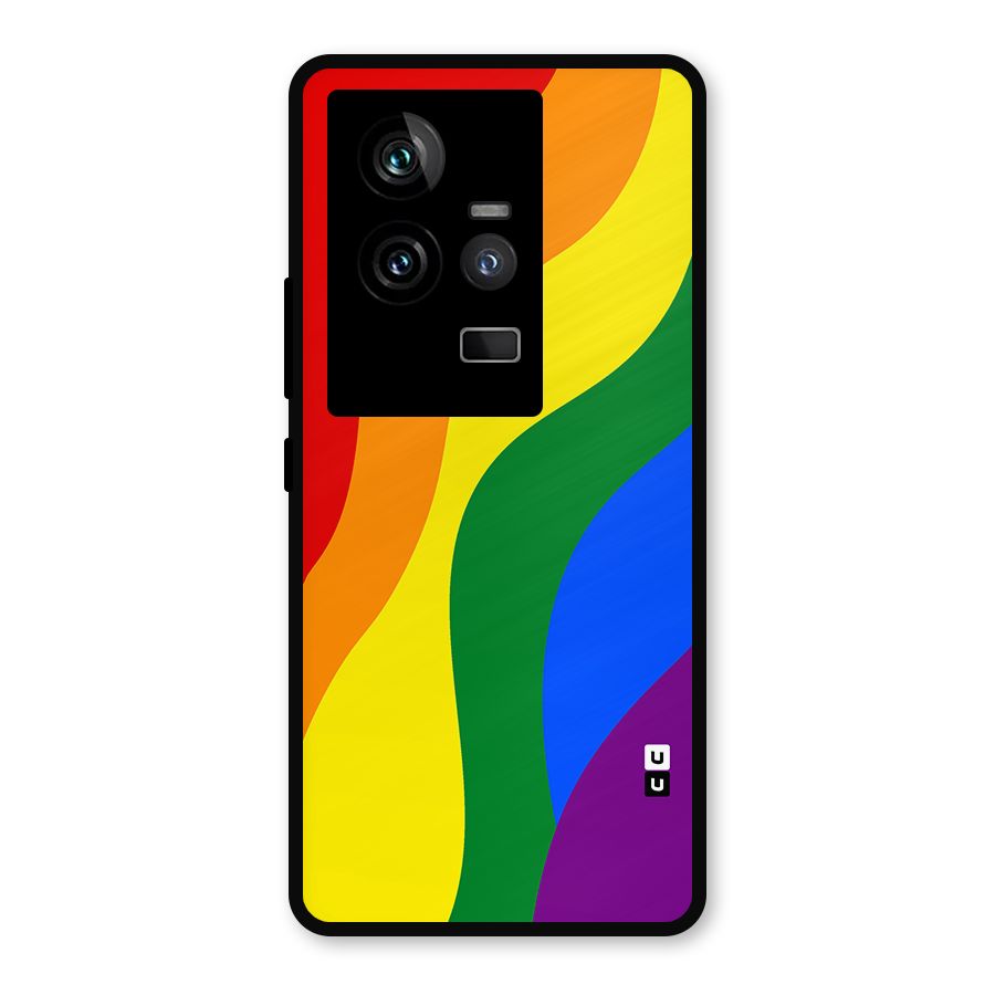 Rainbow Slant Curves Metal Back Case for iQOO 11 5G