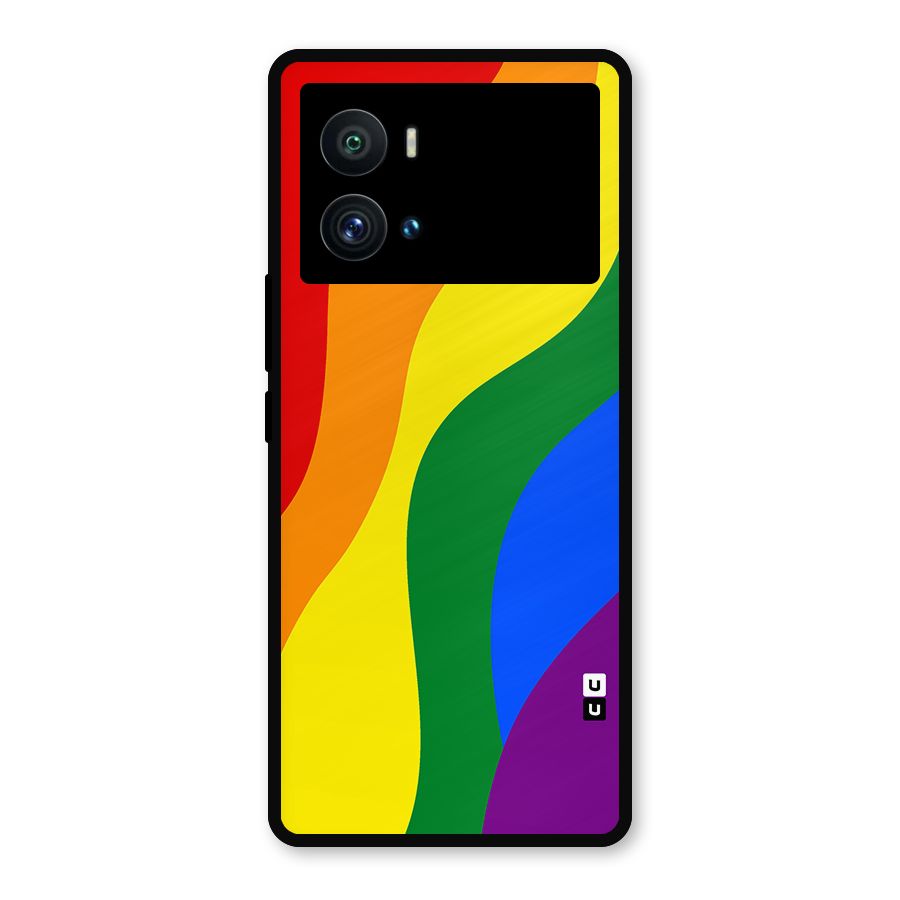 Rainbow Slant Curves Metal Back Case for iQOO 9 Pro