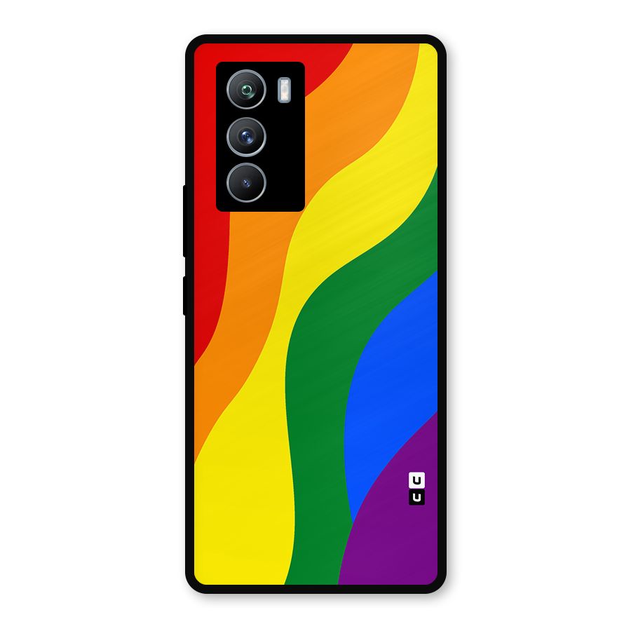 Rainbow Slant Curves Metal Back Case for iQOO 9 SE