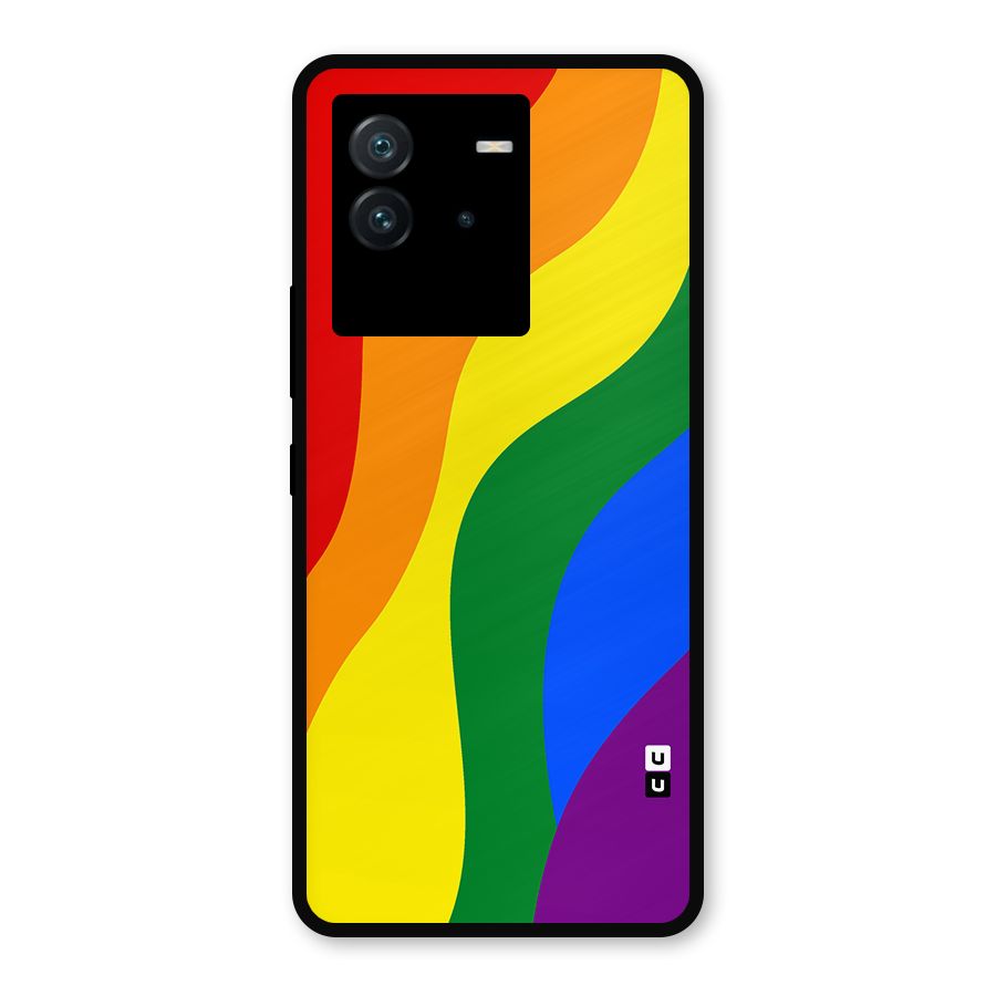 Rainbow Slant Curves Metal Back Case for iQOO Neo 6 5G