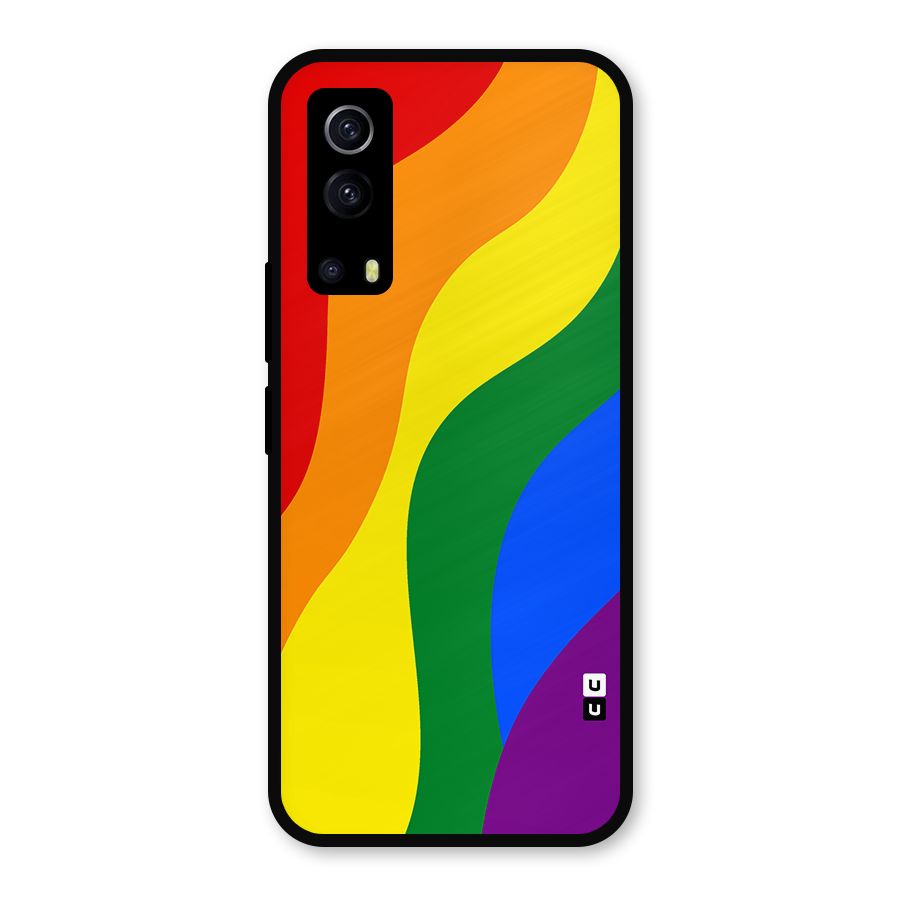 Rainbow Slant Curves Metal Back Case for iQOO Z3