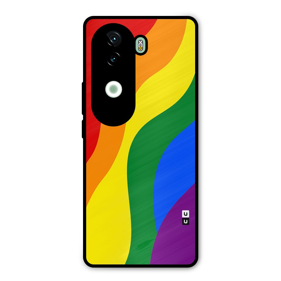 Rainbow Slant Curves Metal Back Case for iQOO Z9s