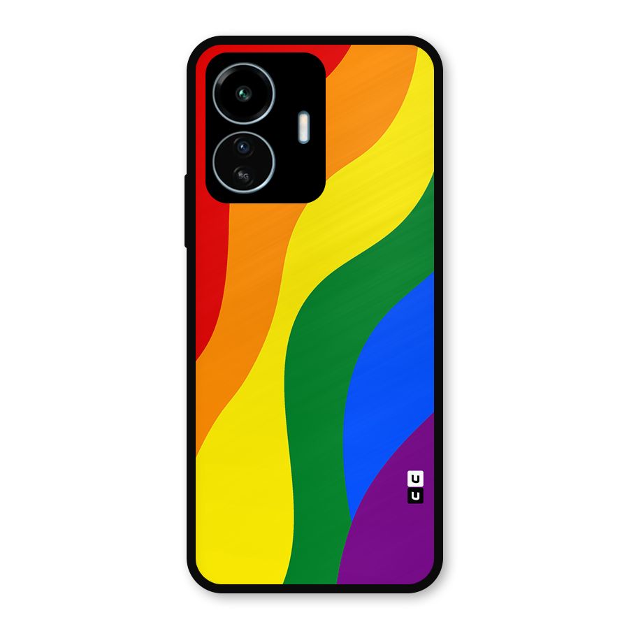 Rainbow Slant Curves Metal Back Case for vivo iQOO Z6 Lite 5G