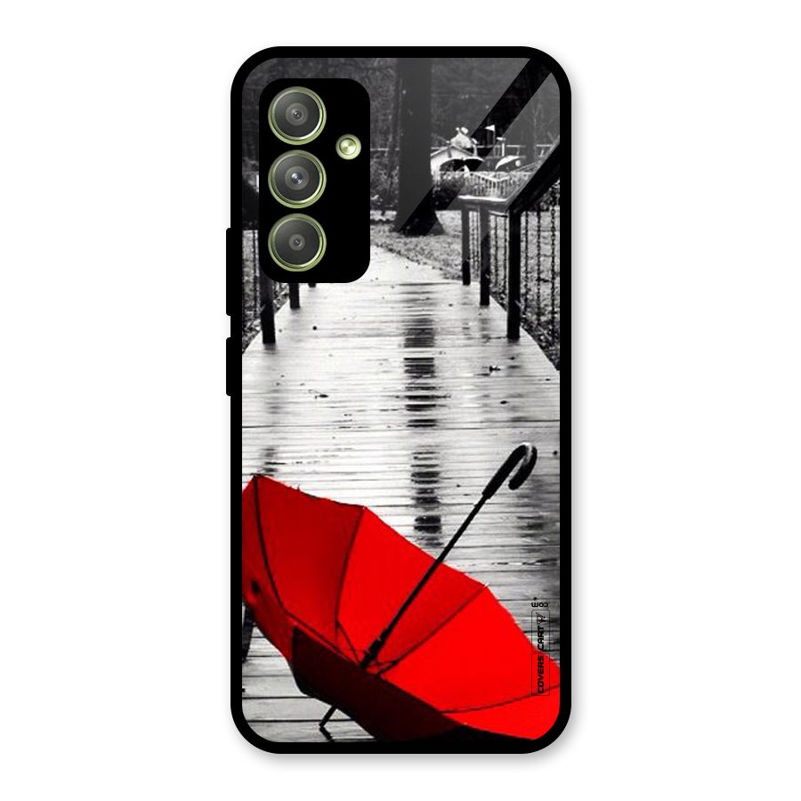 Rainy Red Umbrella Glass Back Case for Galaxy A54