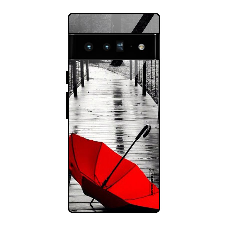 Rainy Red Umbrella Glass Back Case for Google Pixel 6 Pro