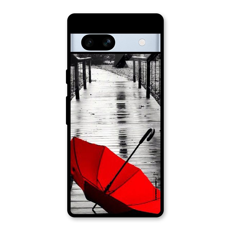 Rainy Red Umbrella Glass Back Case for Google Pixel 7a