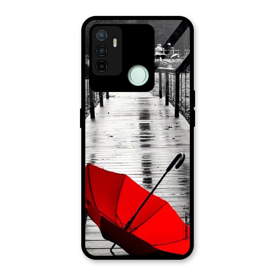 Rainy Red Umbrella Glass Back Case for Oppo A53