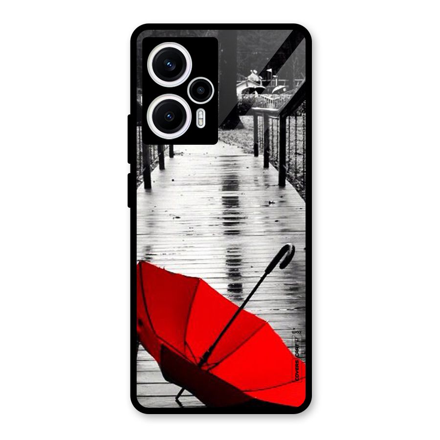 Rainy Red Umbrella Glass Back Case for Poco F5