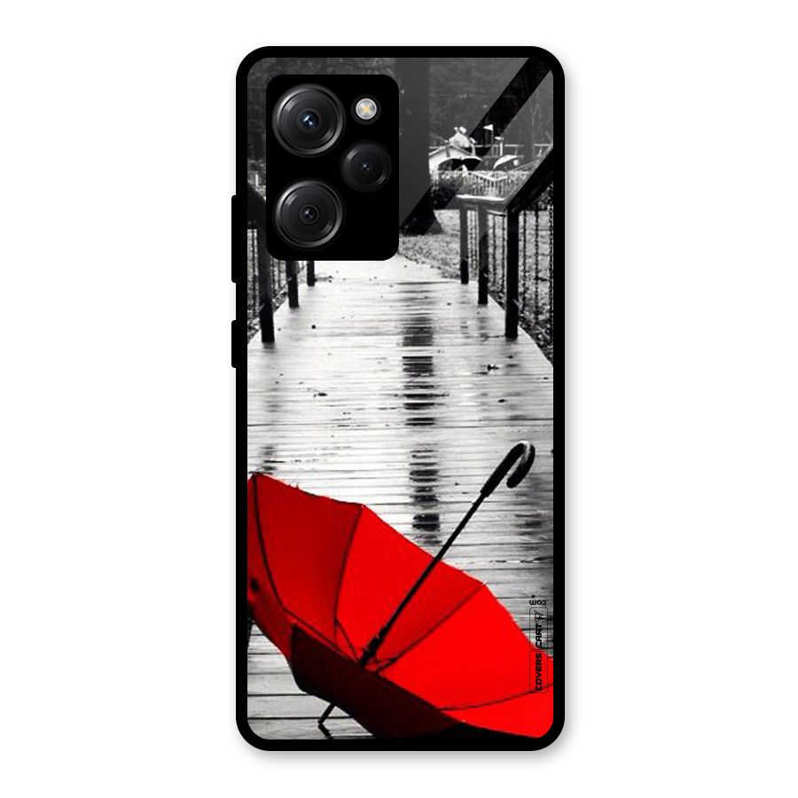Rainy Red Umbrella Glass Back Case for Poco X5 Pro