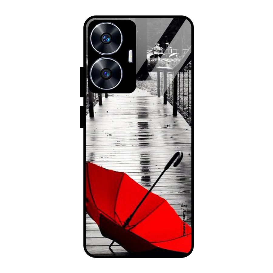 Rainy Red Umbrella Glass Back Case for Realme Narzo N55
