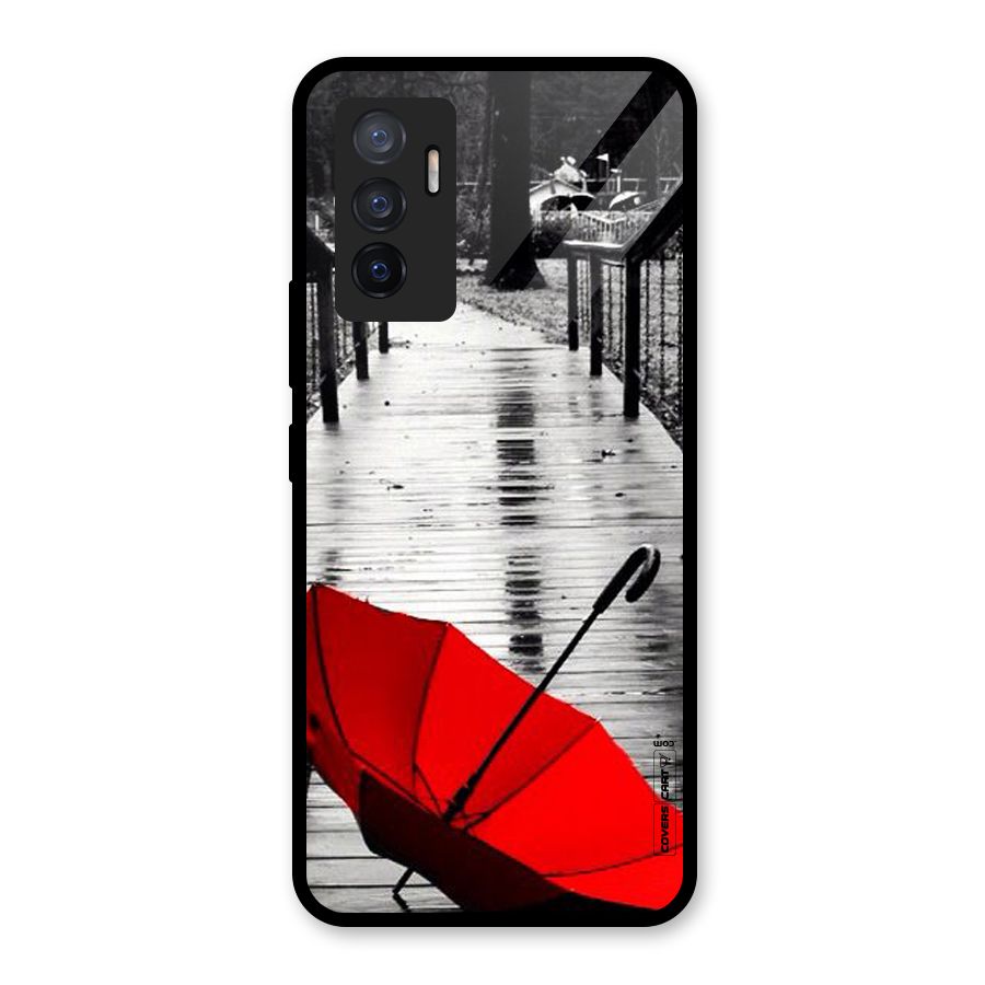 Rainy Red Umbrella Glass Back Case for Vivo V23e