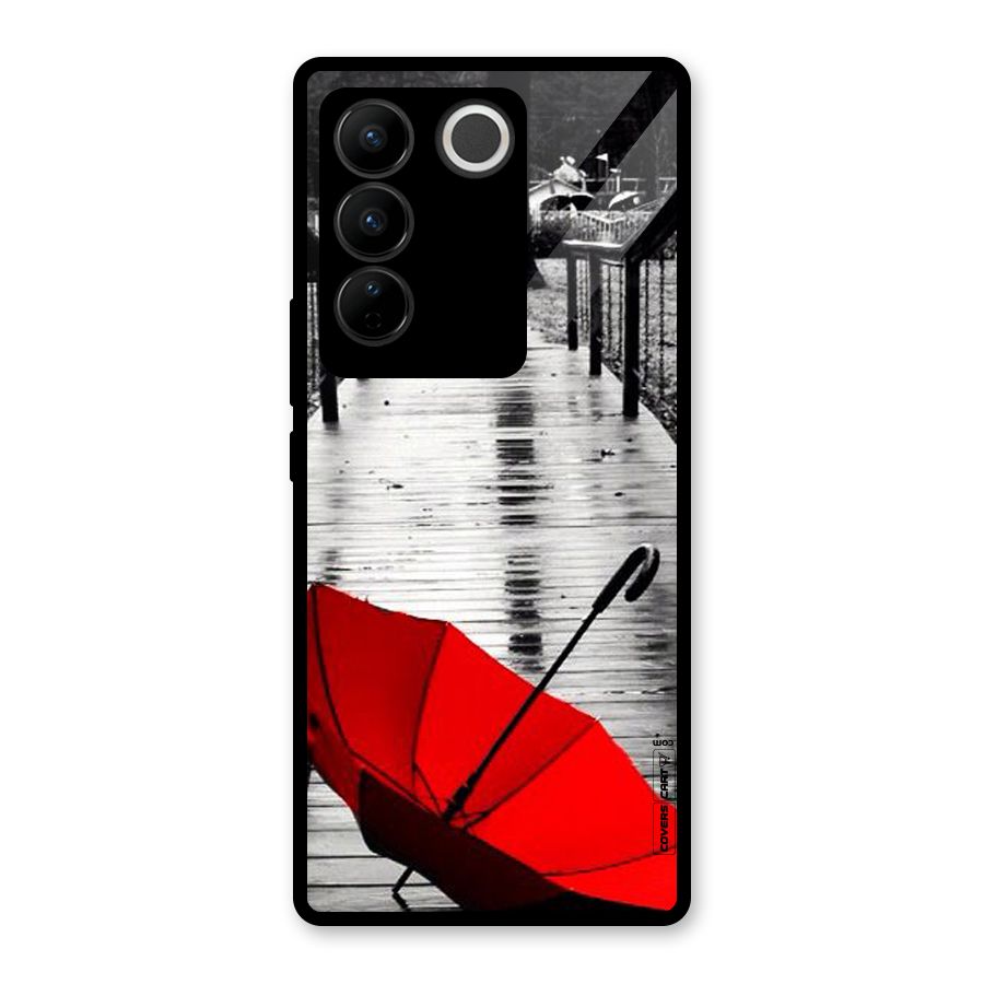 Rainy Red Umbrella Glass Back Case for Vivo V27
