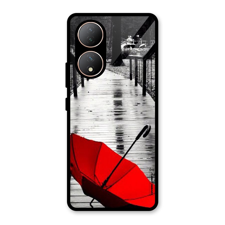 Rainy Red Umbrella Glass Back Case for Vivo Y100A