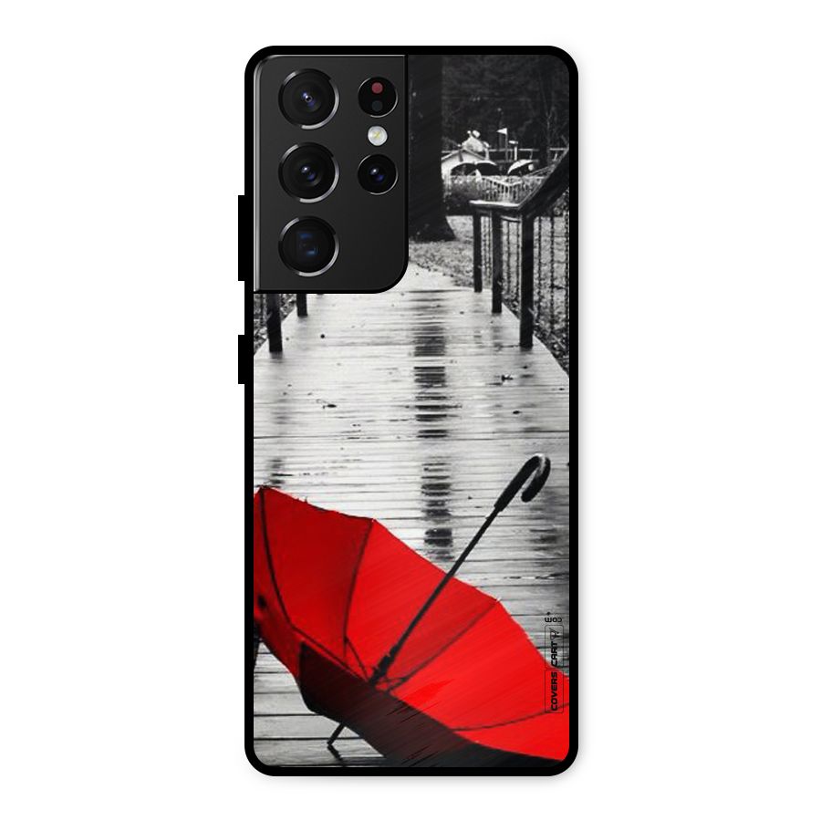 Rainy Red Umbrella Metal Back Case for Galaxy S21 Ultra 5G