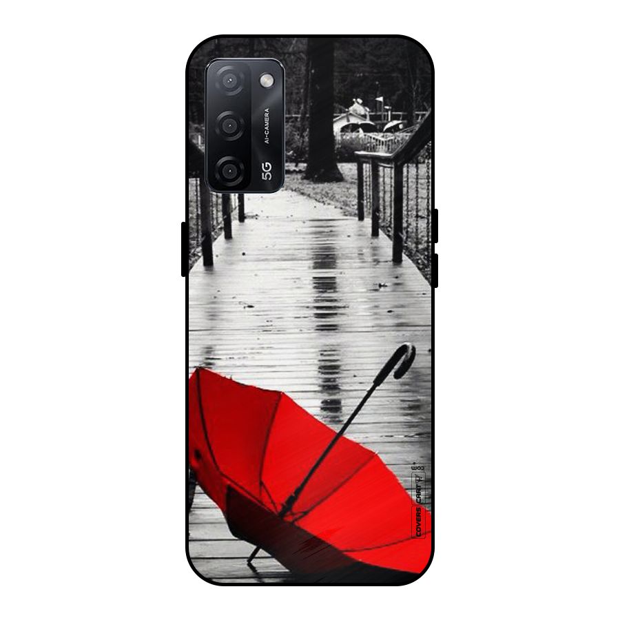 Rainy Red Umbrella Metal Back Case for Oppo A53s 5G