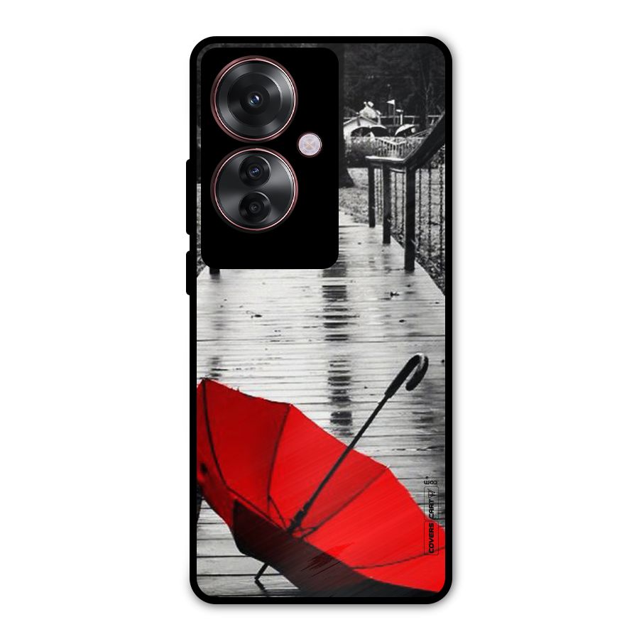 Rainy Red Umbrella Metal Back Case for Oppo F25 Pro
