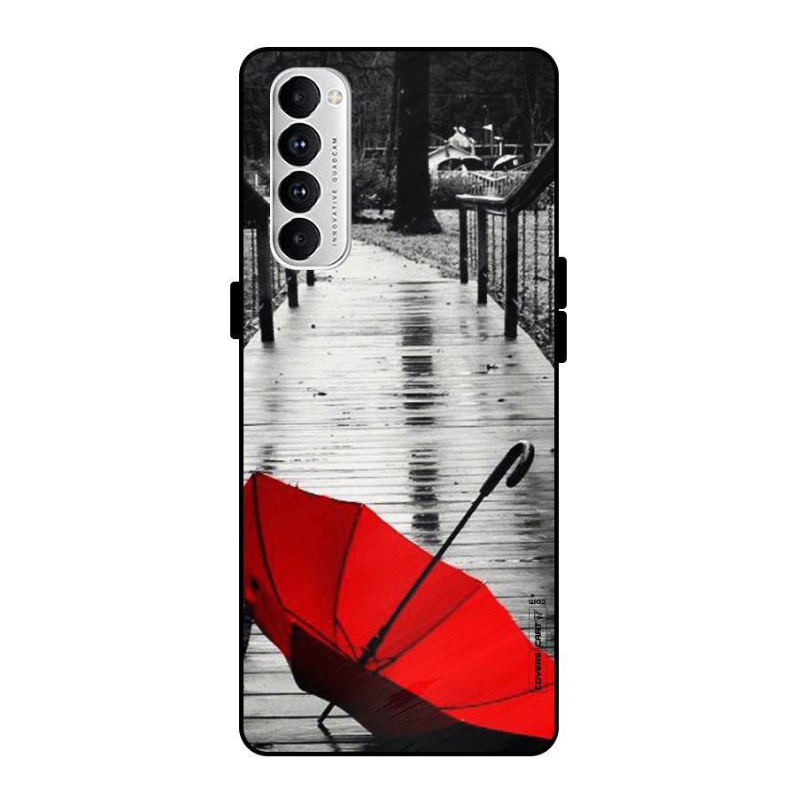Rainy Red Umbrella Metal Back Case for Oppo Reno4 Pro