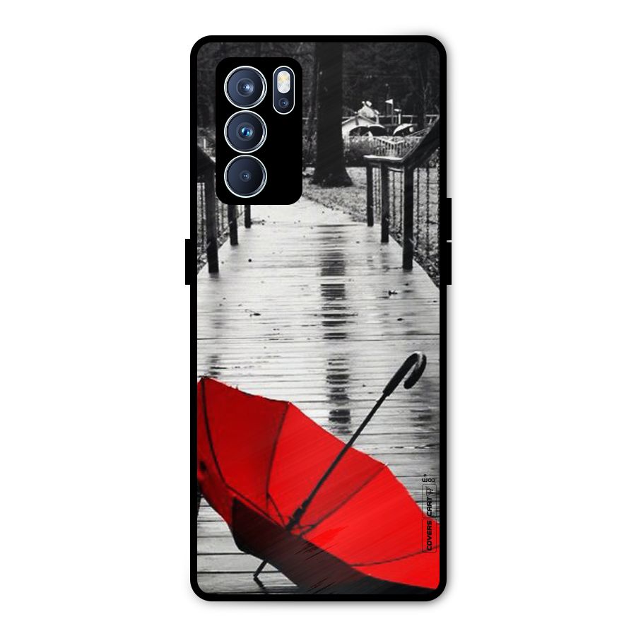 Rainy Red Umbrella Metal Back Case for Oppo Reno6 Pro 5G